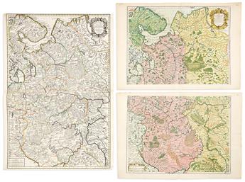 (RUSSIA.) Group of 13 seventeenth-to-nineteenth-century engraved maps of the region.